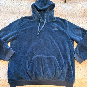 Ugg Navy Blue Warm Fuzzy Fleece Logo Hoodie - Hooded Pullover Jacket Womens XL